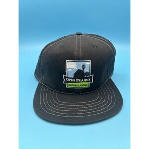Pro Line Black Strapback Hat Cap Open Prairie Natural Angus Cattle Farm Hat